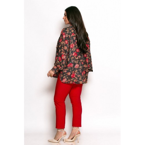 Plus Size Πουκαμίσα Oversized Μαύρο Σοκολά