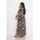 Plus Size Φόρεμα Με Μανίκια Πέπλο Μπορντώ Ζεβρέ