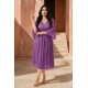 Plus Size Φόρεμα Midi Πλισέ Μωβ