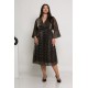 Plus Size Φόρεμα Midi Πλισέ Bronze