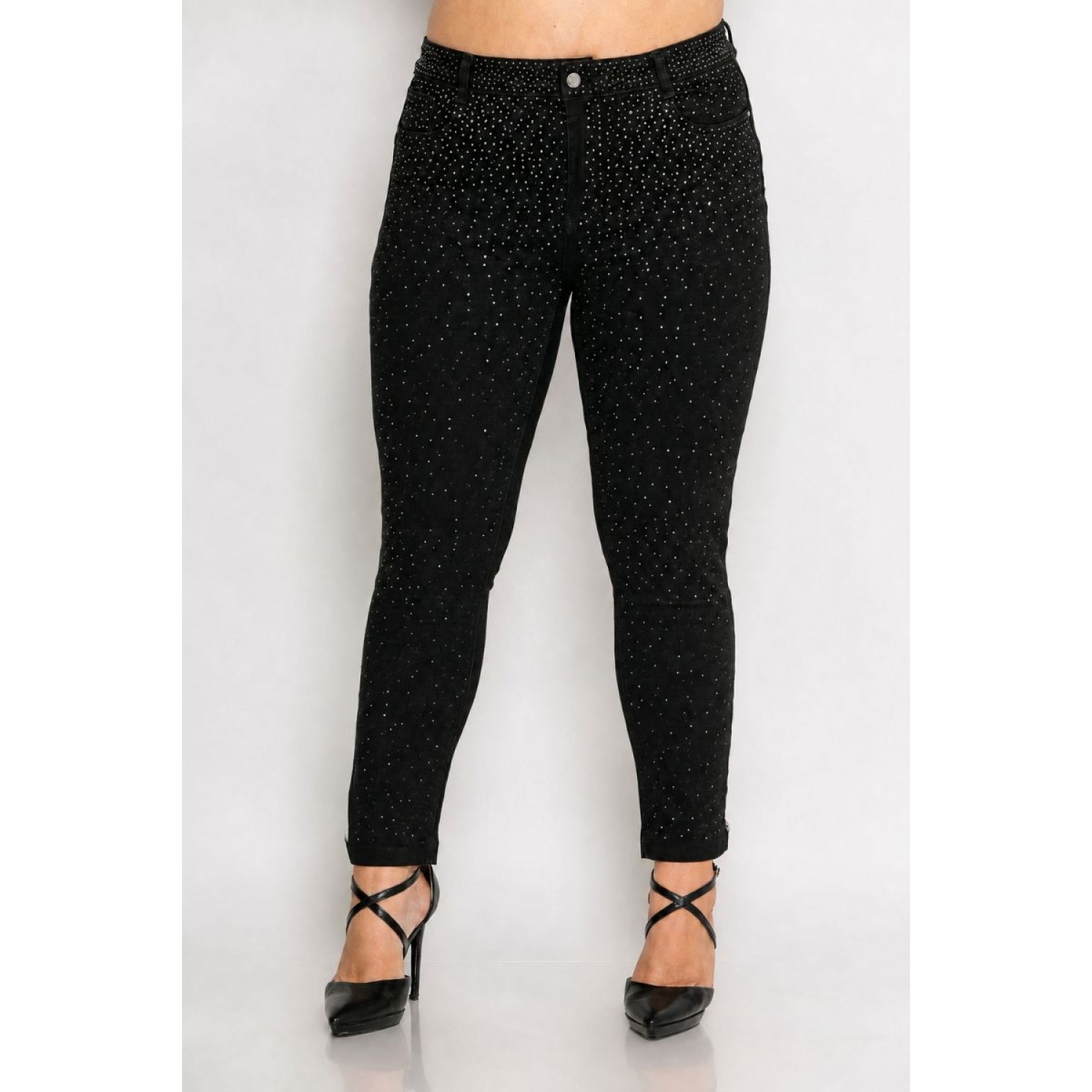 Plus Size Παντελόνι Jean Strass Μαύρο