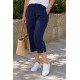 Plus Size Παντελόνι Κάπρι Viscose Μπλε