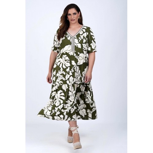 Exotic Print Φόρεμα Olive 1-2080-1