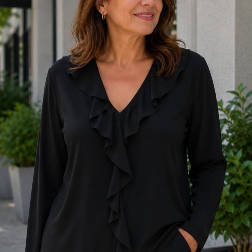 Μπλούζα Με Βολάν Μαύρο