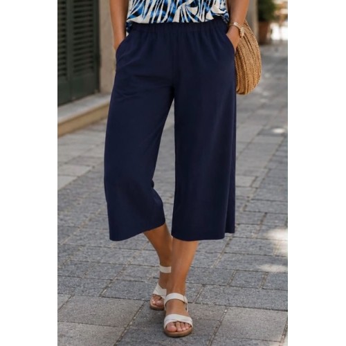 Plus Size Παντελόνι Ζιπ Viscose Μπλε
