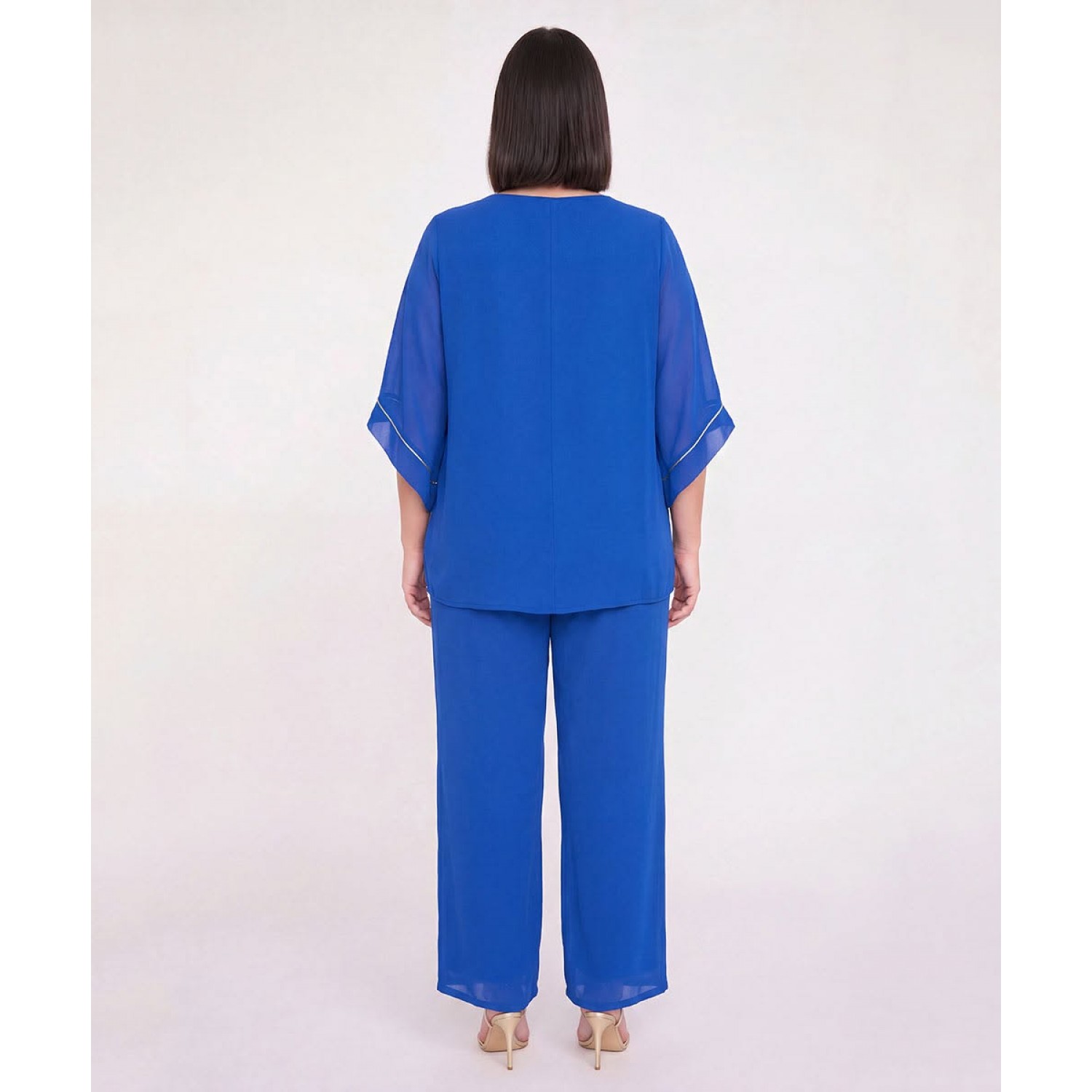 Plus Size Μπλούζα Μουσελίνα Με V Ρουά