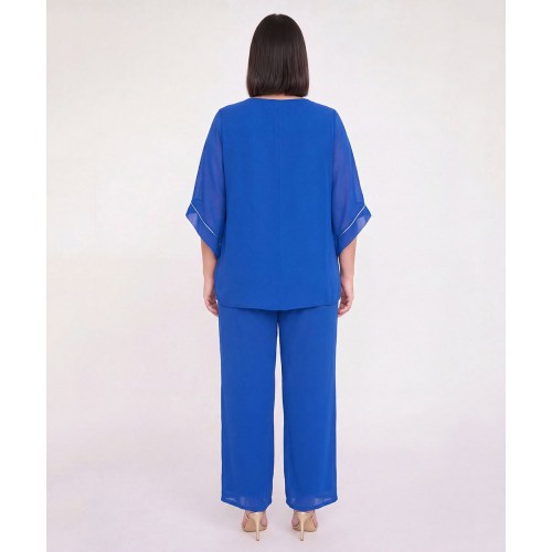 Plus Size Μπλούζα Μουσελίνα Με V Ρουά