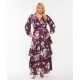 Plus Size Φόρεμα Σατέν Μπορντό Σιέλ