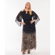 Plus Size Φόρεμα Μουσελίνα Μαύρο Animal