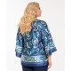 Plus Size Μπλούζα Satin Print Μπλε