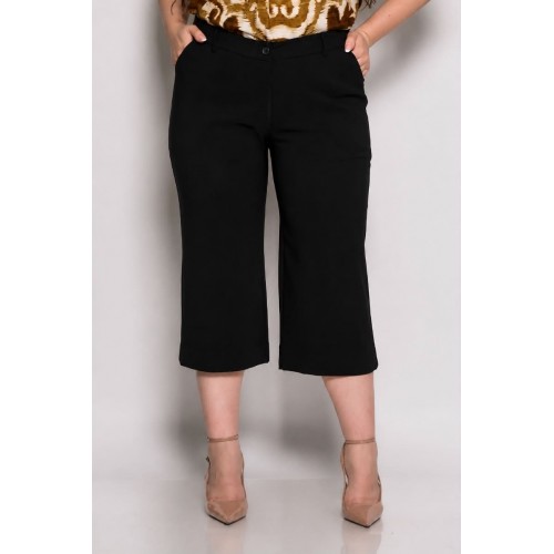Plus Size Παντελόνι Βερμούδα Μαύρο