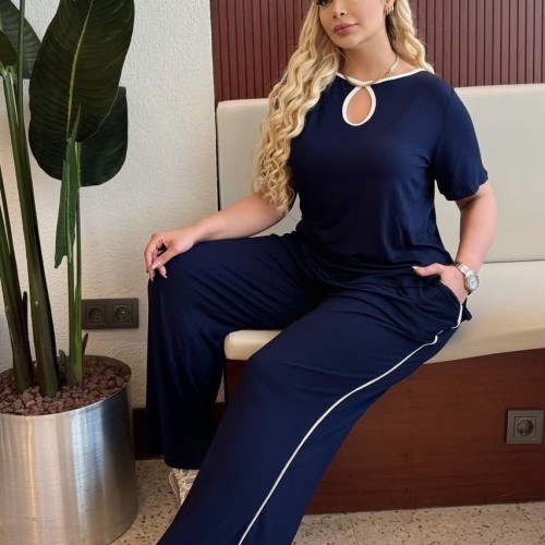 Plus Size Σετ Varga Μπλε Εκρού
