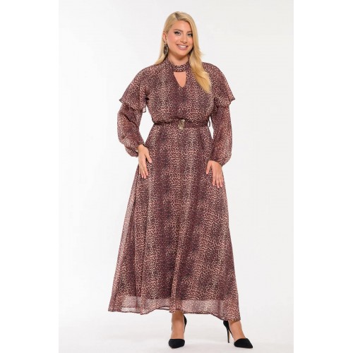 Plus Size Φόρεμα Μουσελίνα Animal Print