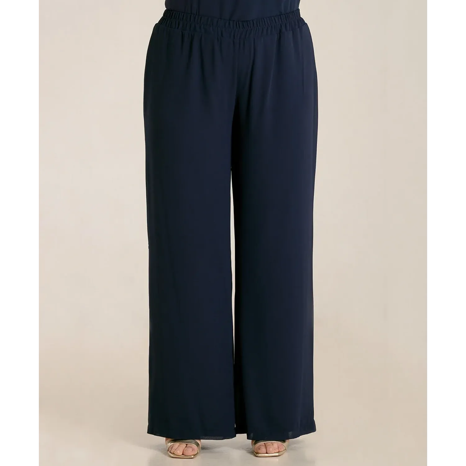 Plus Size Παντελόνα διπλή μουσελίνα μπλε