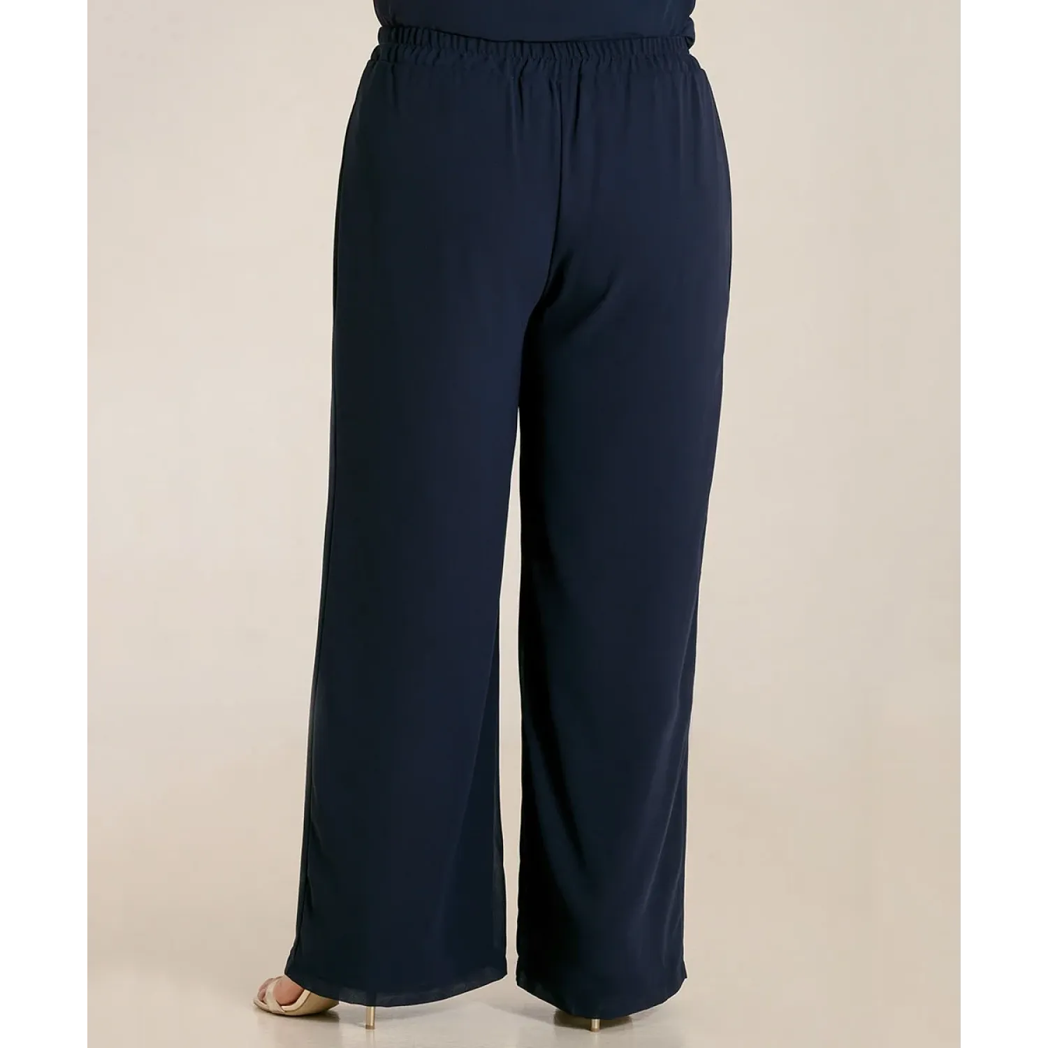 Plus Size Παντελόνα διπλή μουσελίνα μπλε