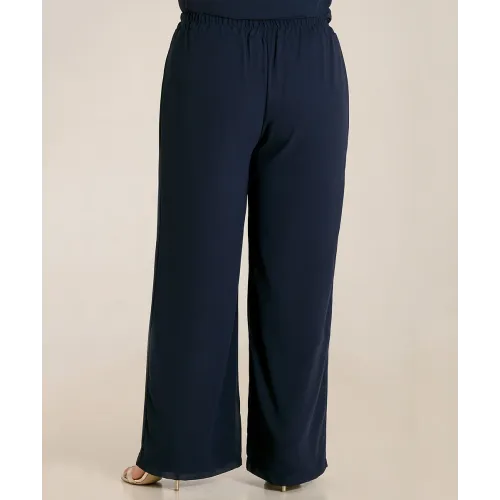 Plus Size Παντελόνα διπλή μουσελίνα μπλε