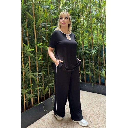 Plus Size Σετ Varga Μαύρο Εκρού