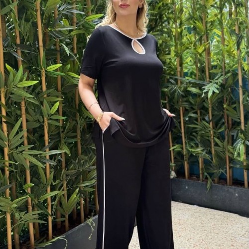 Plus Size Σετ Varga Μαύρο Εκρού