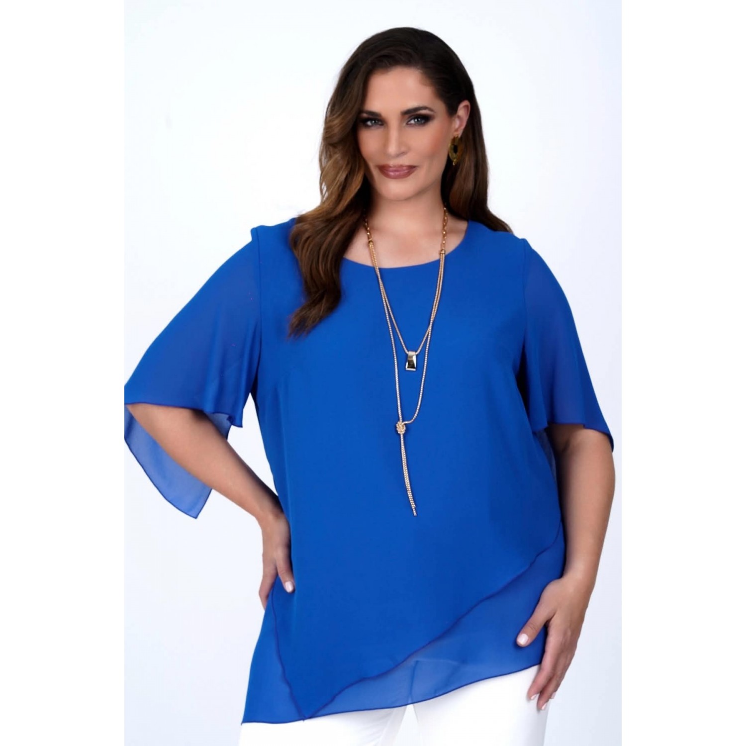 Μπλούζα μουσελίνα  royalblue 1-2419-2