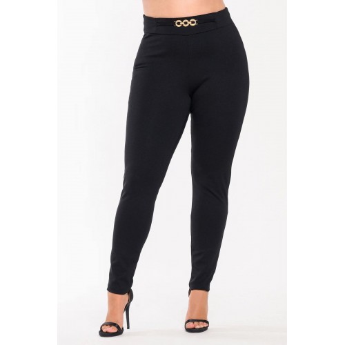 Plus Size Παντελόνι Κολάν Ψηλόμεσο Ελαστικό Μαύρο