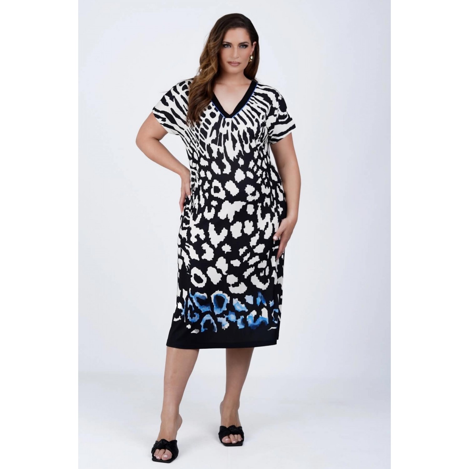 Animal Print Φόρεμα Μαύρο 1-2385-1