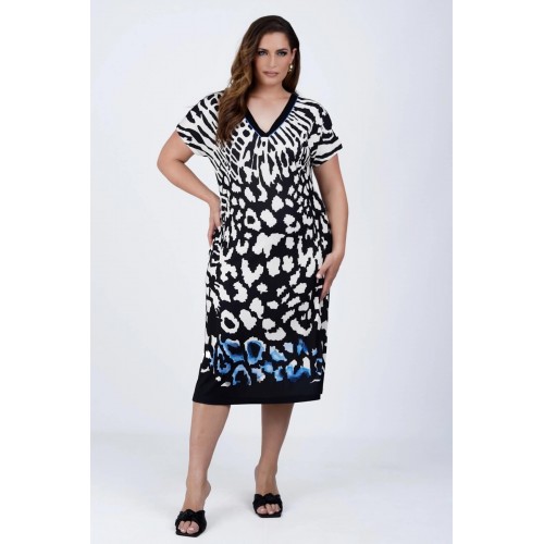 Animal Print Φόρεμα Μαύρο 1-2385-1