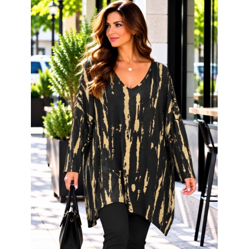 Plus Size Μπλούζα Υπερμέγεθος Μαύρο Camel