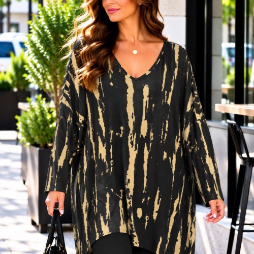 Plus Size Μπλούζα Υπερμέγεθος Μαύρο Camel