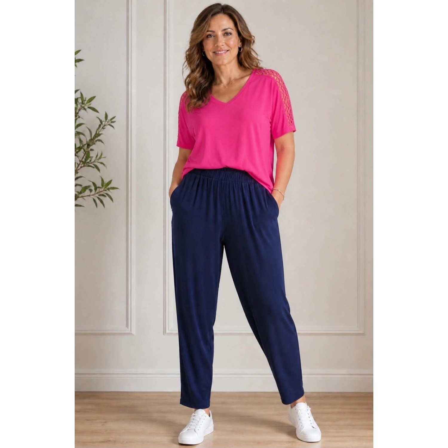 Plus Size Παντελόνι Viscose Μπλε