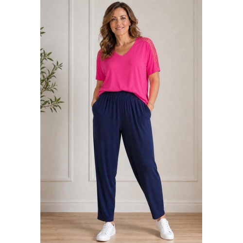Plus Size Παντελόνι Viscose Μπλε
