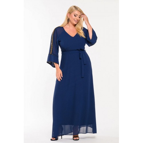 Plus Size Φόρεμα Μουσελίνα Μπλέ