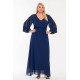 Plus Size Φόρεμα Μουσελίνα Μπλέ