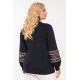 Plus Size Μπλούζα Με Διαφάνεια Μαύρο