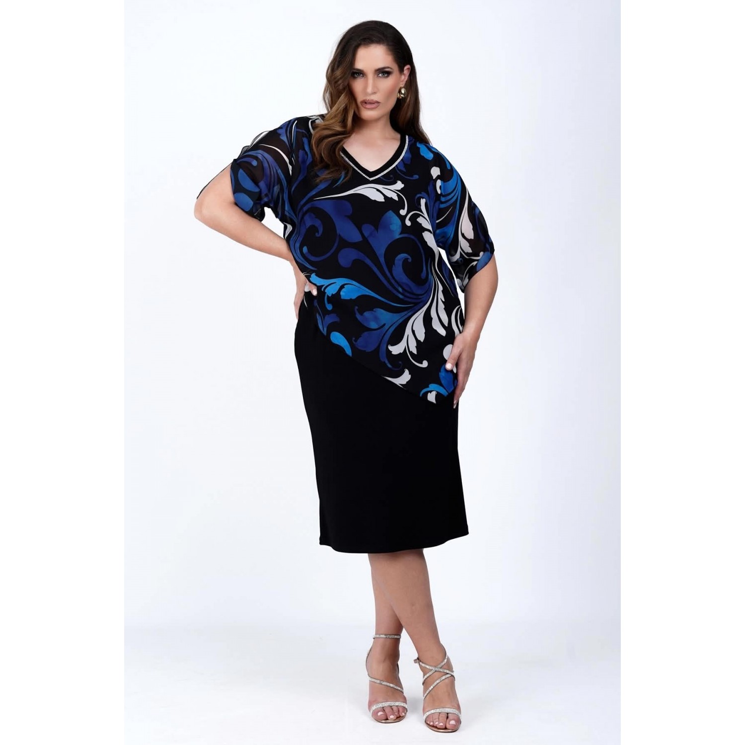 Plus Size φόρεμα διπλό Μουσελίνα