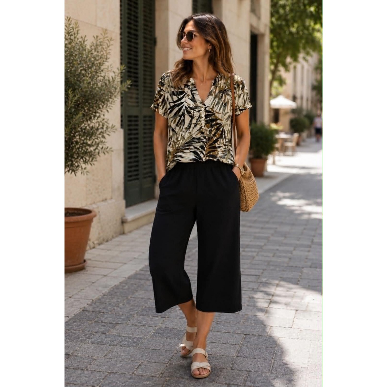 Plus Size Παντελόνι Ζιπ Viscose Μαύρο