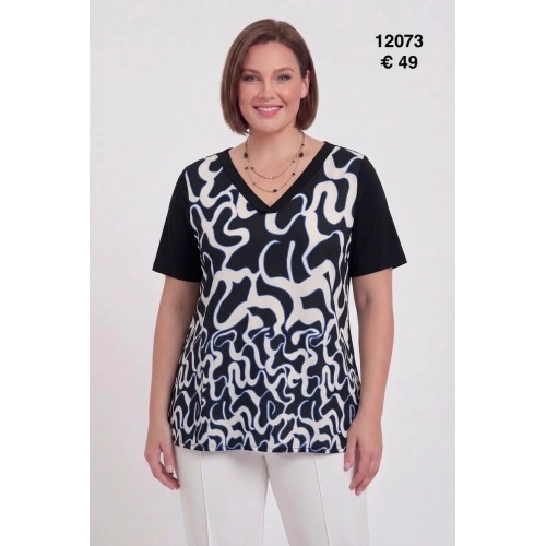 Plus Size Μπλούζα Ελαστική Μαύρο 
