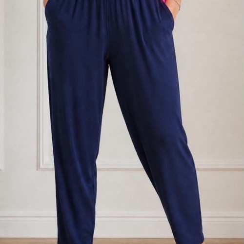 Plus Size Παντελόνι Viscose Μπλε