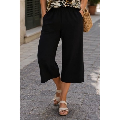Plus Size Παντελόνι Ζιπ Viscose Μαύρο