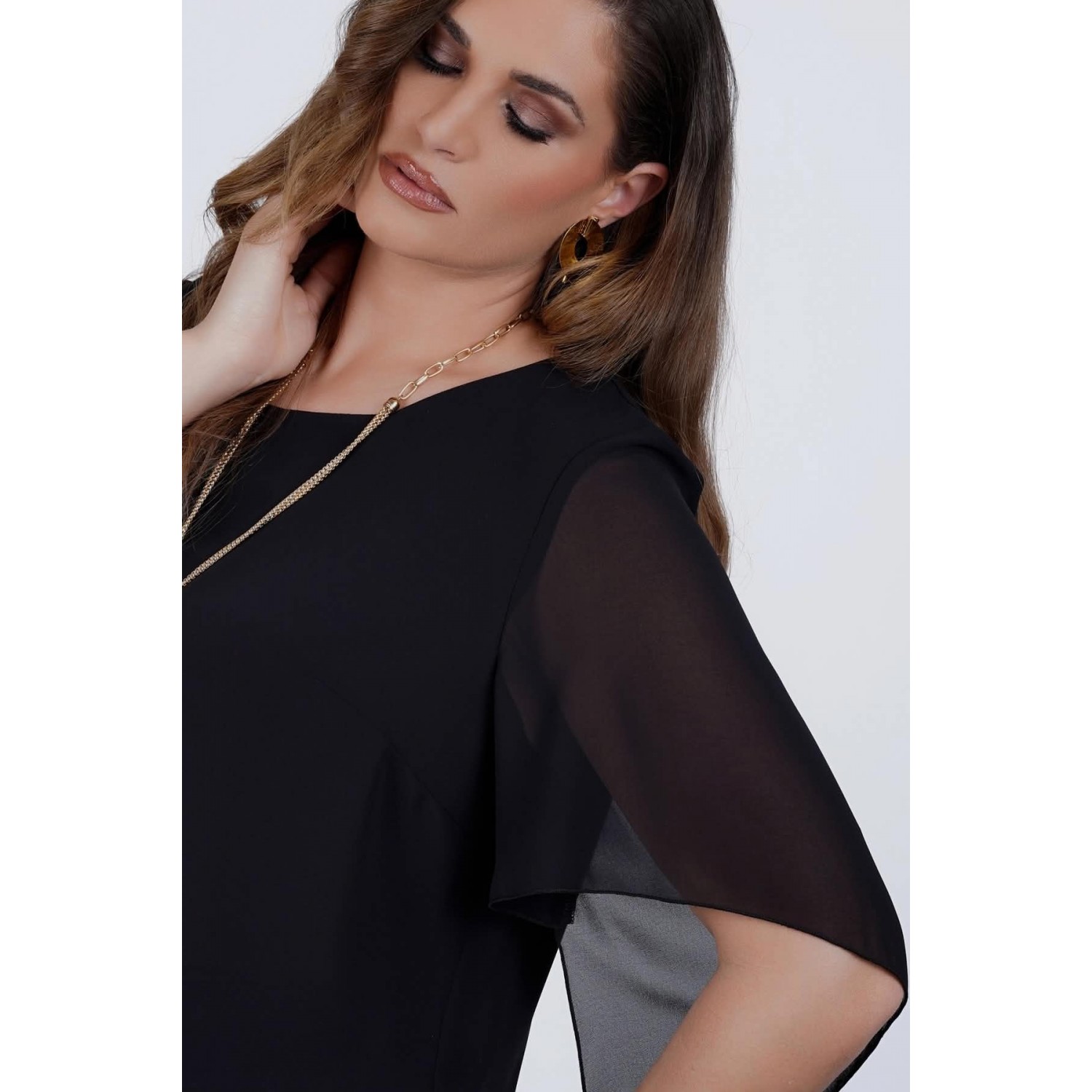 Μπλούζα μουσελίνα  BLACK 1-2419-1
