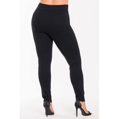 Plus Size Παντελόνι Κολάν Ψηλόμεσο Ελαστικό Μαύρο