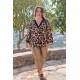 Plus Size Μπλούζα Jersey Καφέ Μαύρο