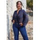 Plus Size Πουκαμίσα Εμπριμέ Μπλε Animal
