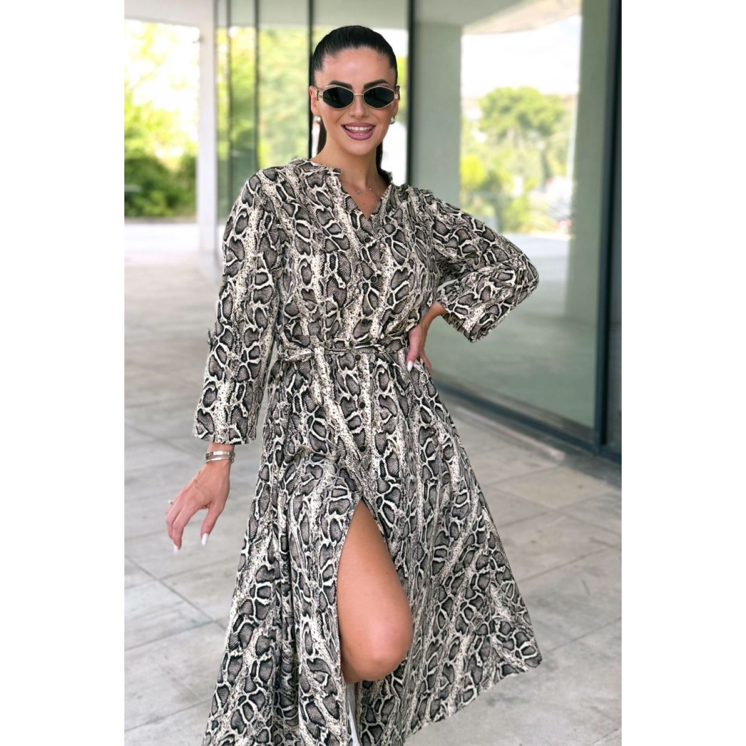 Plus Size Φόρεμα Σεμιζιέ Φίδι