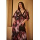 Plus Size Φόρεμα Maxi Σατέν Μαύρο Μπορντώ