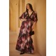 Plus Size Φόρεμα Maxi Σατέν Μαύρο Μπορντώ
