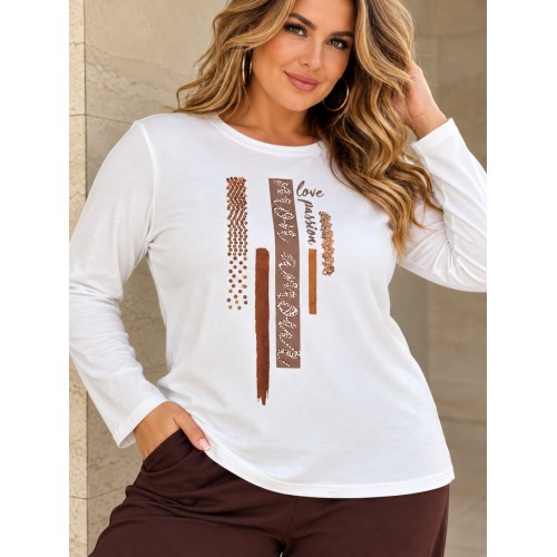 Plus Size Μπλούζα Mon Amour Εκρού