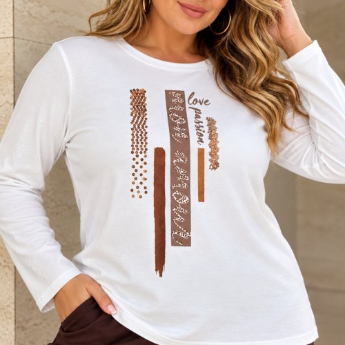 Plus Size Μπλούζα Mon Amour Εκρού