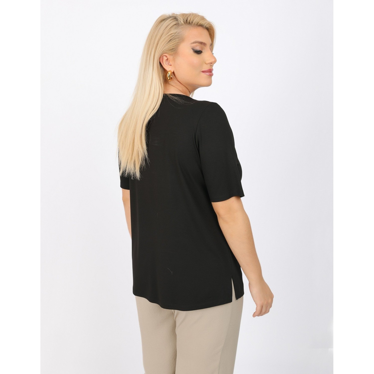 Μπλούζα Viscose Με Δαντέλα 1-2168-1 Μαύρο