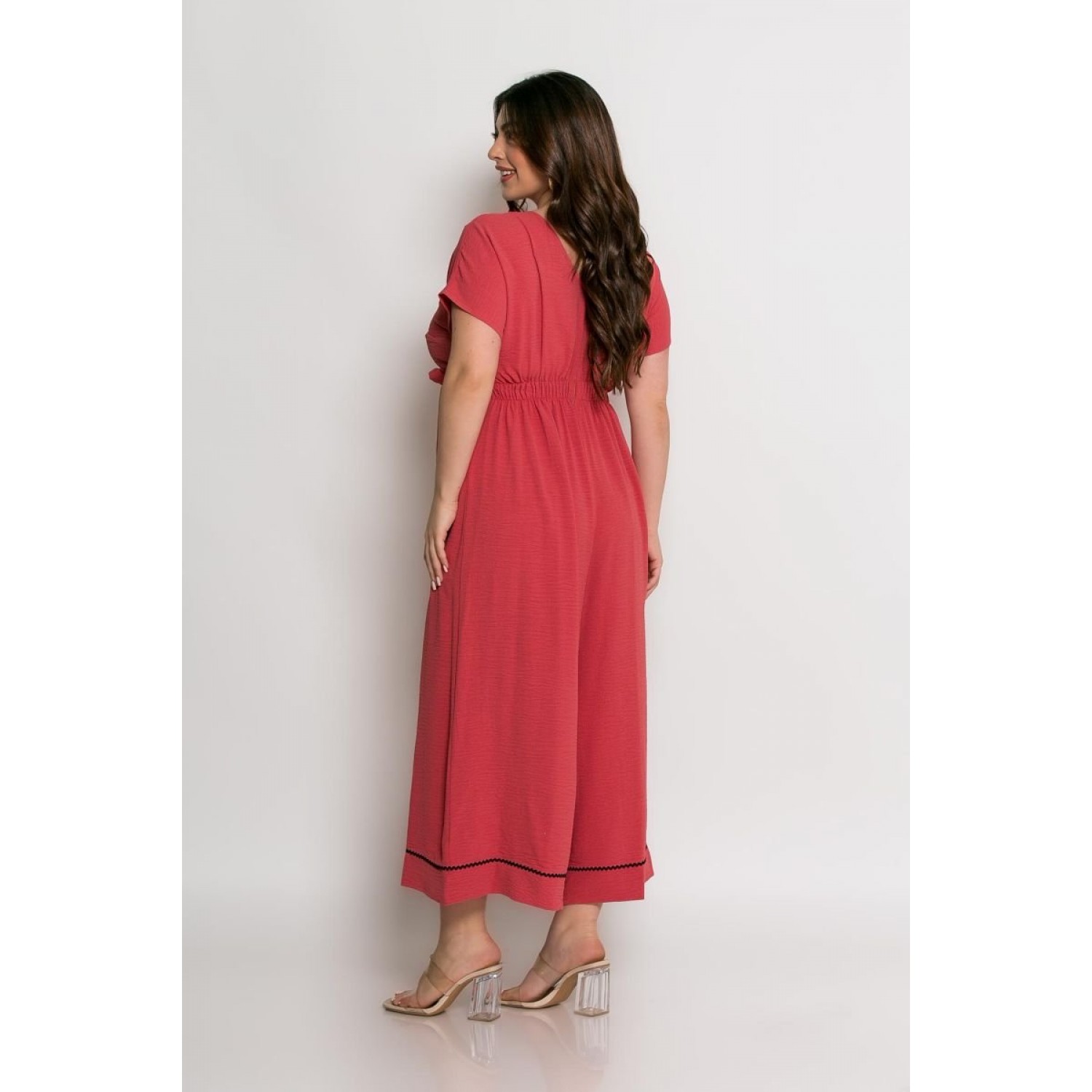 Φόρμα Ολόσωμη Ζιπ Κρουαζέ Με Ζώνη Dusty Pink 2-1383-5
