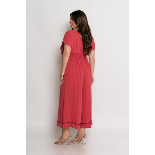 Φόρμα Ολόσωμη Ζιπ Κρουαζέ Με Ζώνη Dusty Pink 2-1383-5